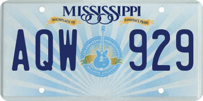 MS license plate AQW929