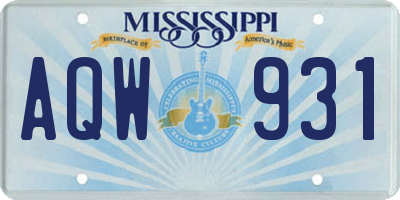 MS license plate AQW931