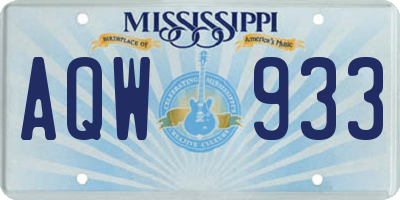MS license plate AQW933