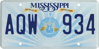 MS license plate AQW934