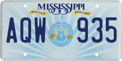 MS license plate AQW935