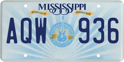 MS license plate AQW936