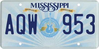 MS license plate AQW953