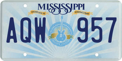 MS license plate AQW957