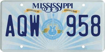 MS license plate AQW958