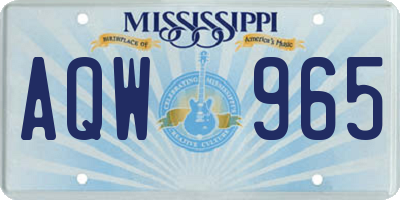 MS license plate AQW965