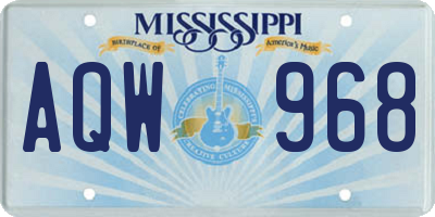 MS license plate AQW968