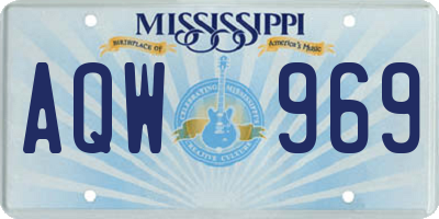 MS license plate AQW969
