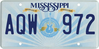 MS license plate AQW972