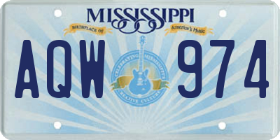 MS license plate AQW974