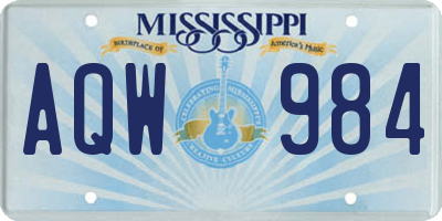 MS license plate AQW984