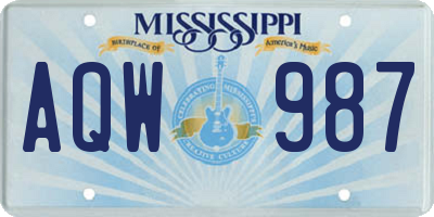 MS license plate AQW987