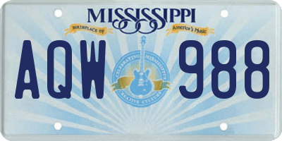 MS license plate AQW988