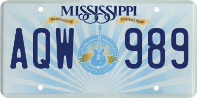 MS license plate AQW989