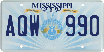 MS license plate AQW990