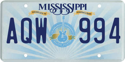 MS license plate AQW994