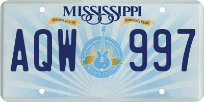 MS license plate AQW997
