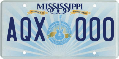 MS license plate AQX000