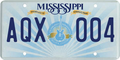 MS license plate AQX004