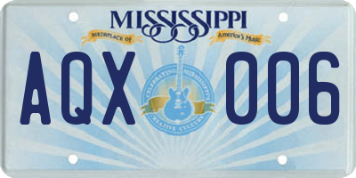 MS license plate AQX006