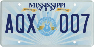 MS license plate AQX007