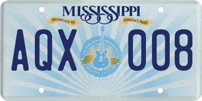MS license plate AQX008