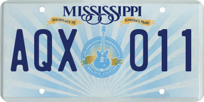 MS license plate AQX011