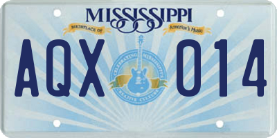 MS license plate AQX014