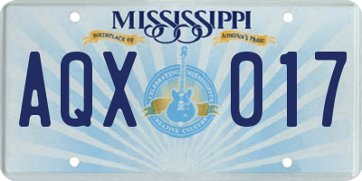 MS license plate AQX017