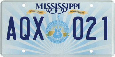 MS license plate AQX021