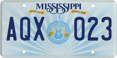 MS license plate AQX023