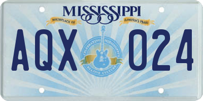 MS license plate AQX024