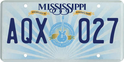 MS license plate AQX027