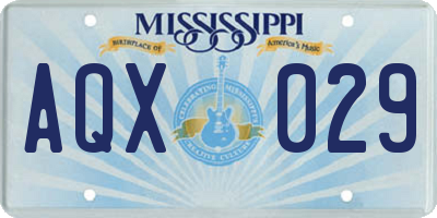 MS license plate AQX029