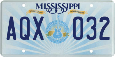 MS license plate AQX032