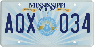 MS license plate AQX034