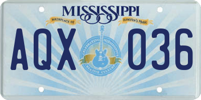 MS license plate AQX036