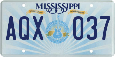 MS license plate AQX037