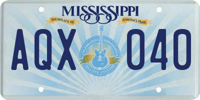 MS license plate AQX040