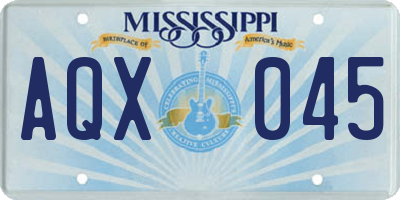 MS license plate AQX045