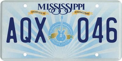 MS license plate AQX046