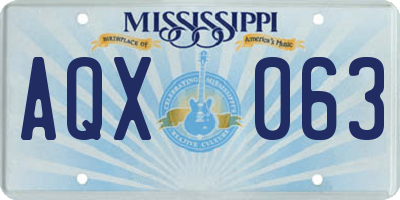 MS license plate AQX063