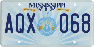 MS license plate AQX068
