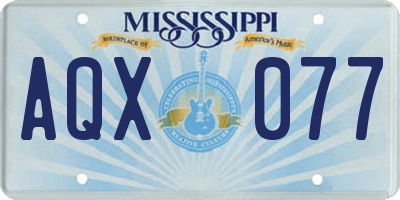 MS license plate AQX077
