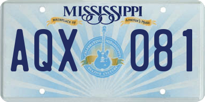 MS license plate AQX081