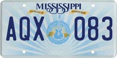 MS license plate AQX083