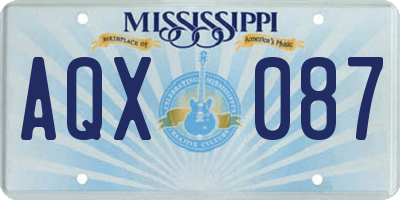 MS license plate AQX087