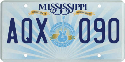 MS license plate AQX090