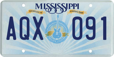 MS license plate AQX091