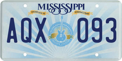 MS license plate AQX093